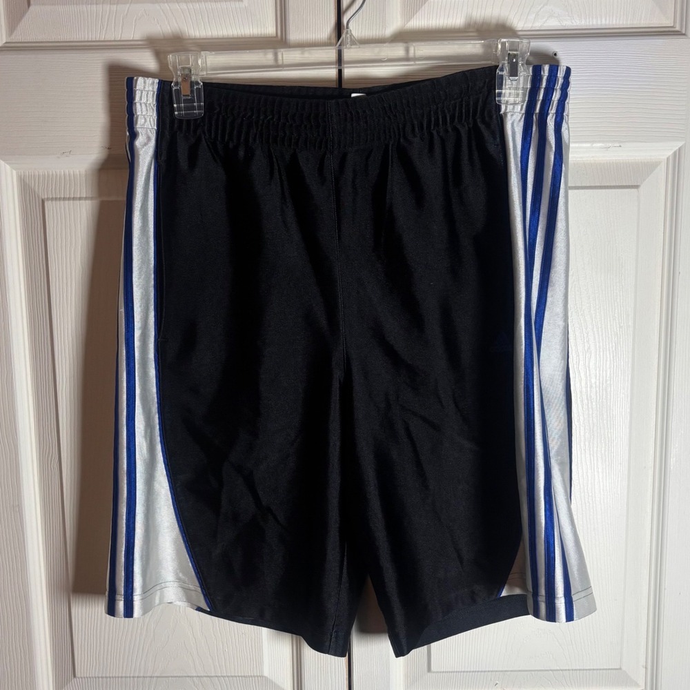 Vintage Y2k Adidas Mens Dazzle Basketball Shorts Black Silver Blue Size Medium